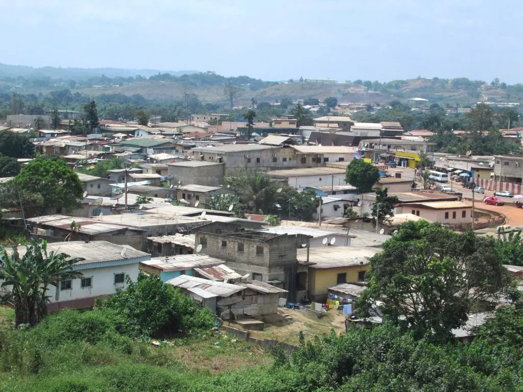 View over the rooftops of the Poto-Poto district of Franceville, set in a bend of the Passa river